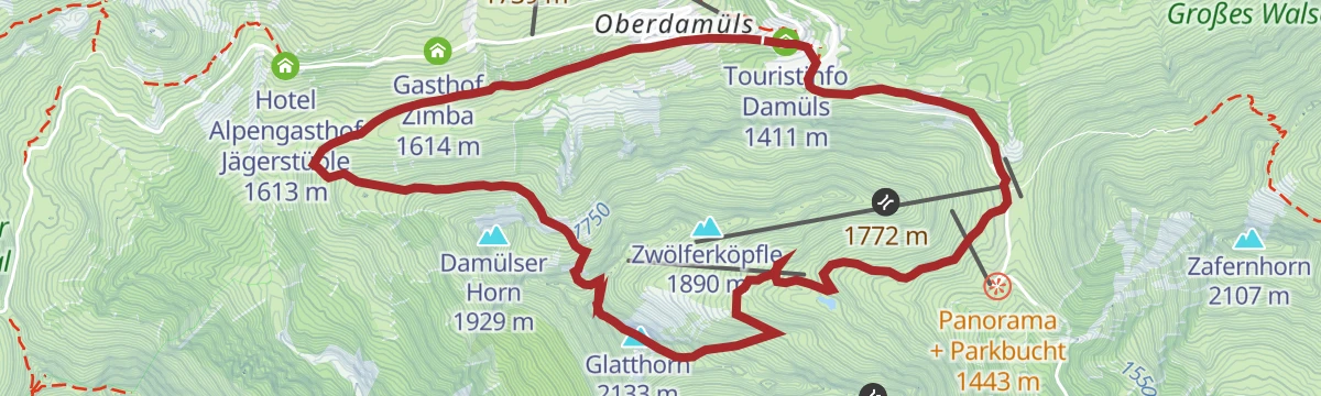 Route map: Damüls | Über die Unterdamülser Alpe auf’s Glatthorn